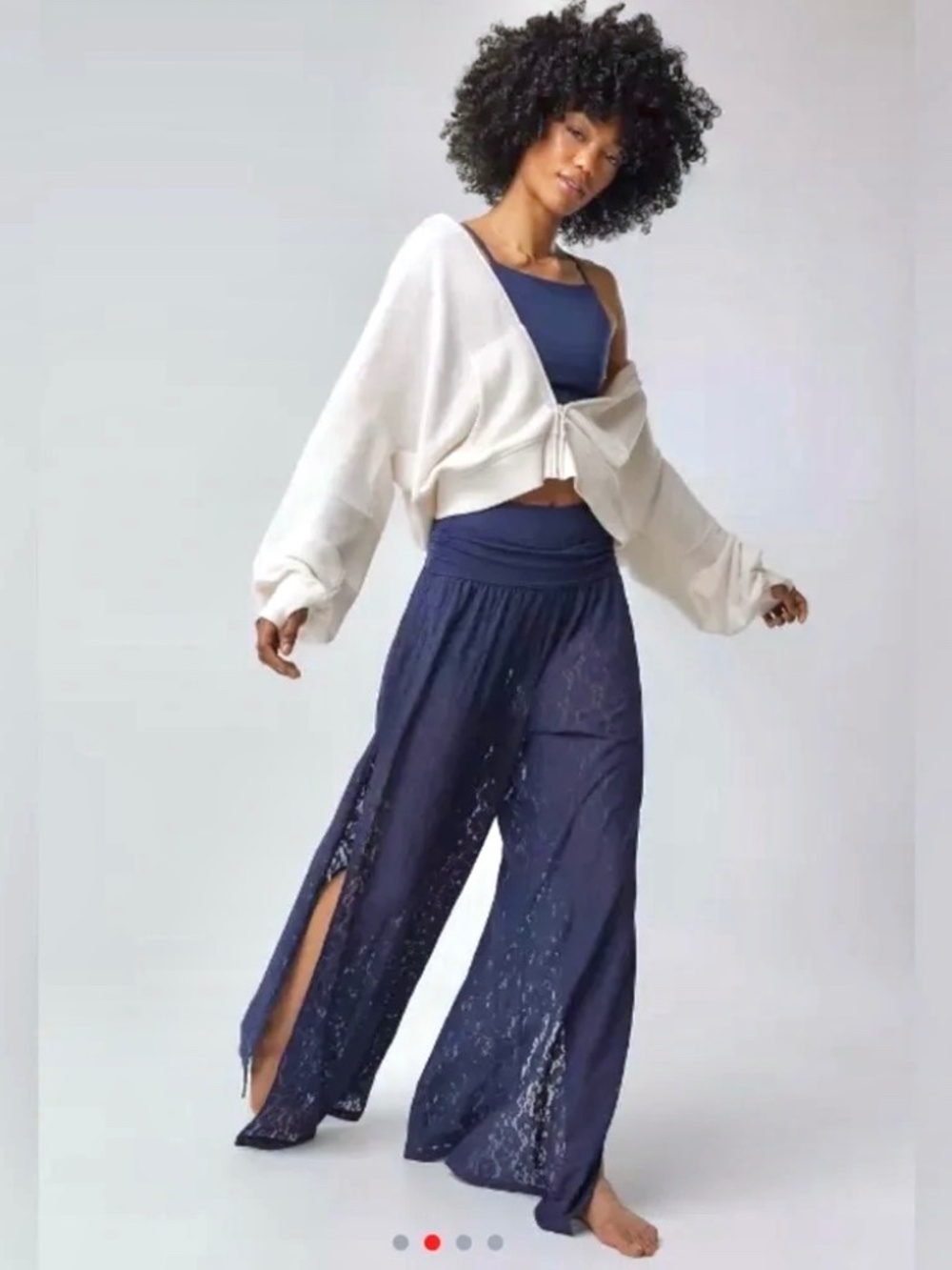 NEW AERIE OFFLINE GO WITH THE FLOW LACE PANTS, BLUE, MEDIUM